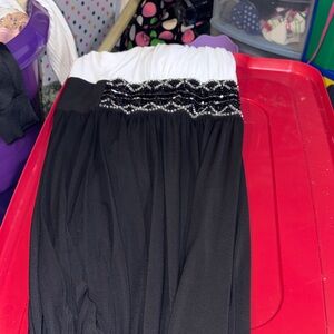 R & M Richards Black and White Strapless Dress